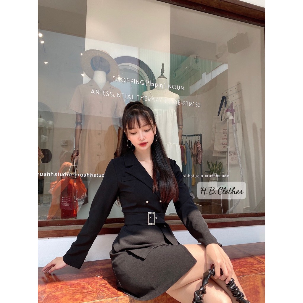 Đầm vest nữ tay dài cao cấp có dây nịt eo sang trọng, đủ size HB D026 | BigBuy360 - bigbuy360.vn