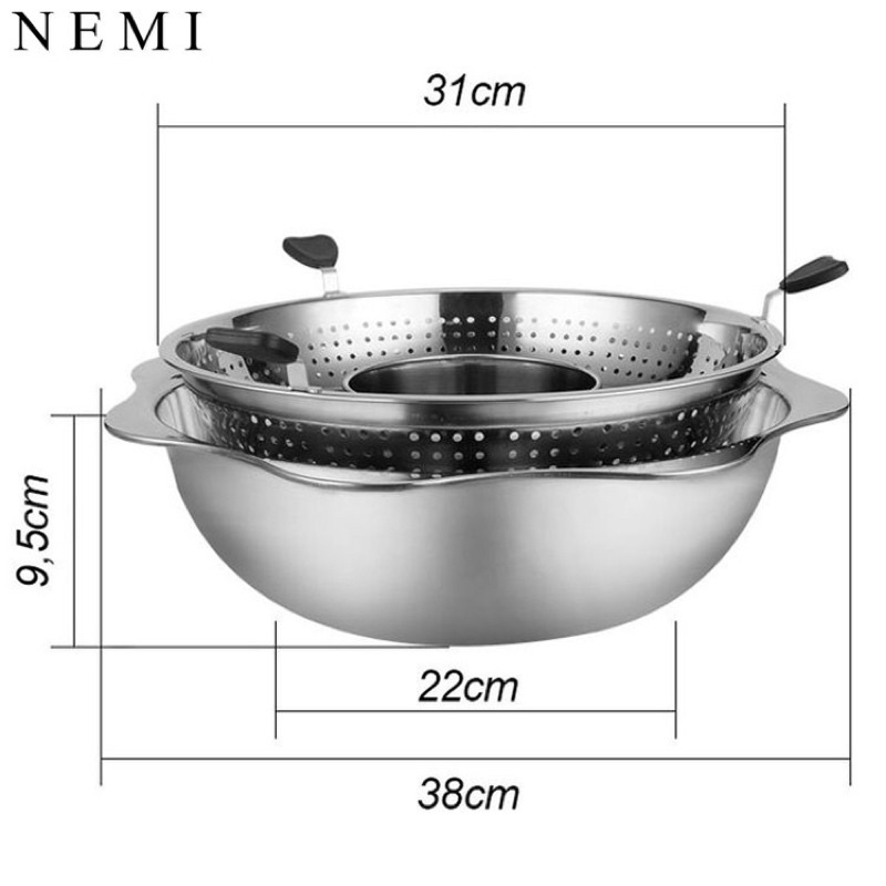 Nồi lẩu xoay inox 2 tầng size 32cm,nồi lẩu không kén bếp dùng được cả bếp từ