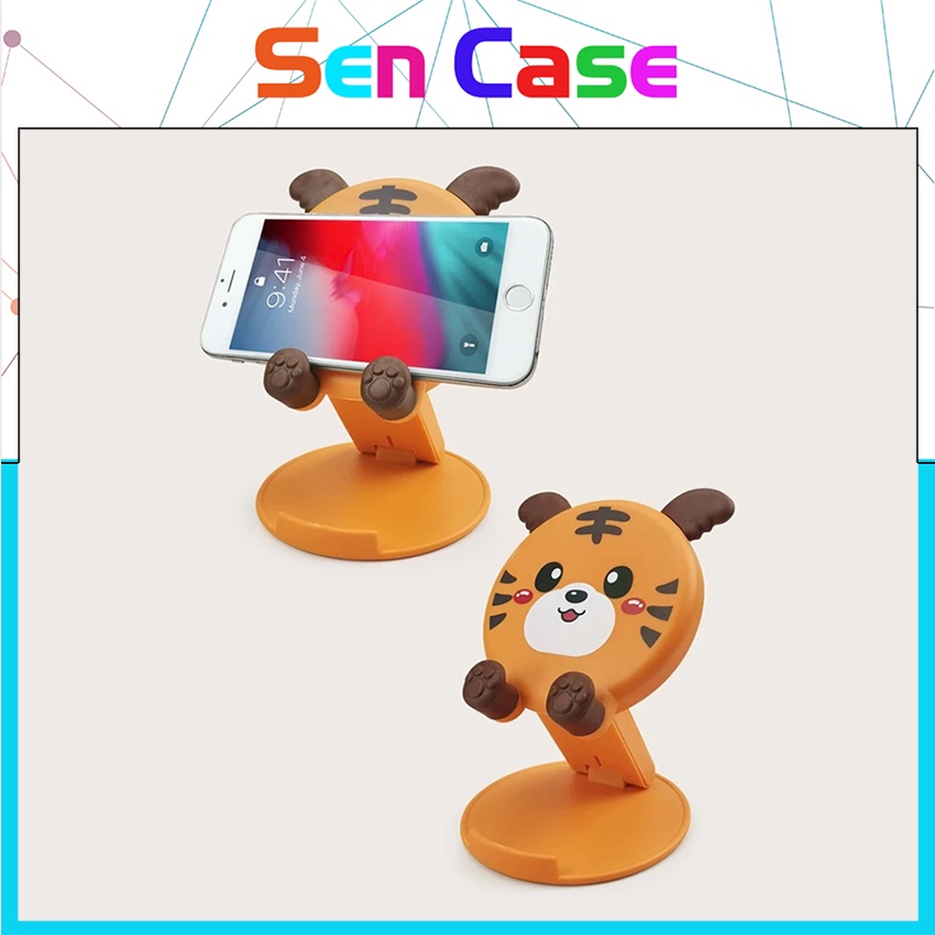 Gía Đỡ Điện Thoại- IPad Hình Hổ Vàng Cute, Có Thể Thay Đổi Độ Cao, Giá Đỡ Cho Bé Học OnLine- Sencase