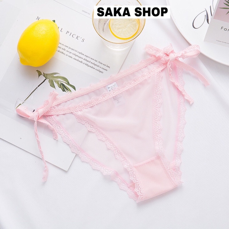 Quần lót nữ ren mỏng buộc nơ bên hông nhiều màu