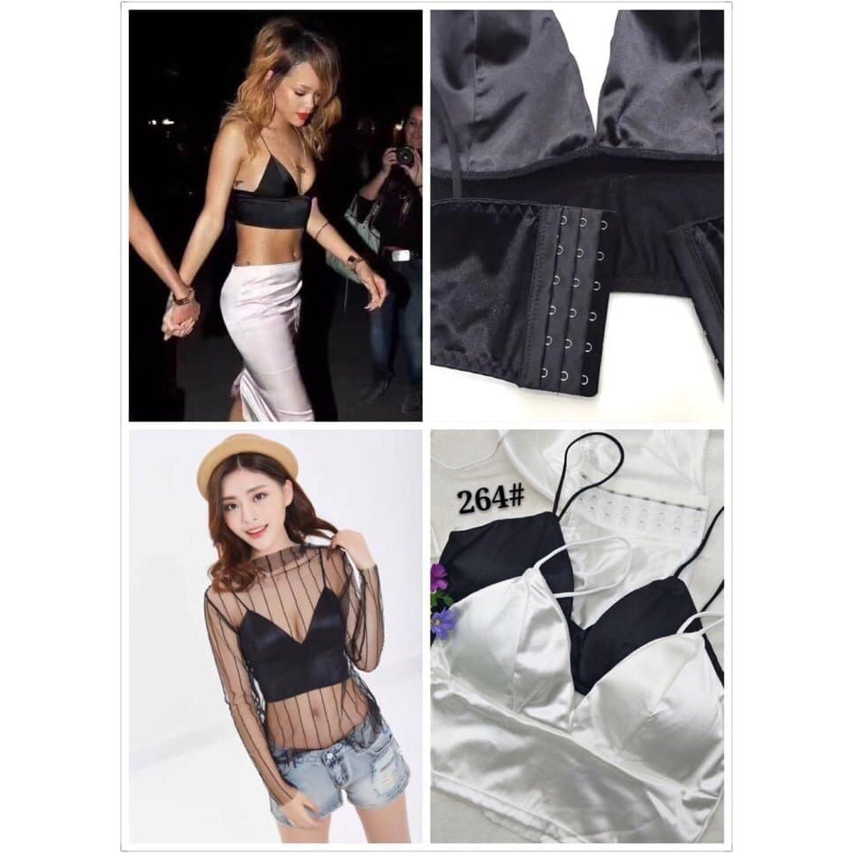 Áo Croptop kèm đệm lụa siêu nhẹ - Bra phi lụa có nấc cài giá giá sỉ, giá bán buôn #025