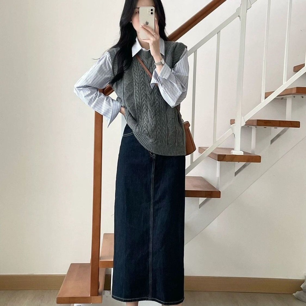 Áo Dệt Kim Sát Nách Cổ Tròn Dáng Rộng Thời Trang Mùa Thu 2022 Cho Nữ