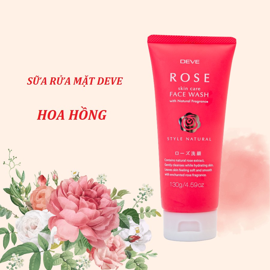 Sữa Rửa Mặt Kumano Deve Chiết Xuất Hoa Hồng 130g Rose Face Wash