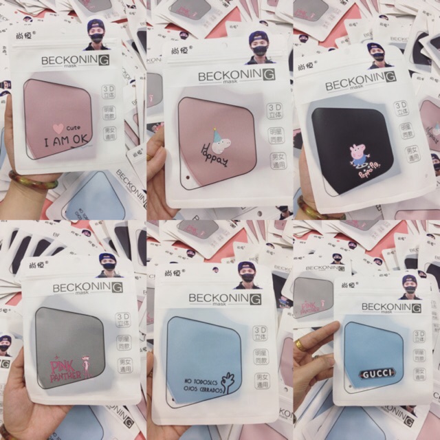 Khẩu trang 3D Beckoning Mast Nhật cute mát êm không dính son