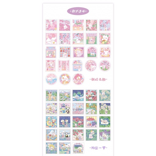 Set 45 Tấm Sticker Hình Gấu Thỏ Phong Cảnh Siêu Dễ thương