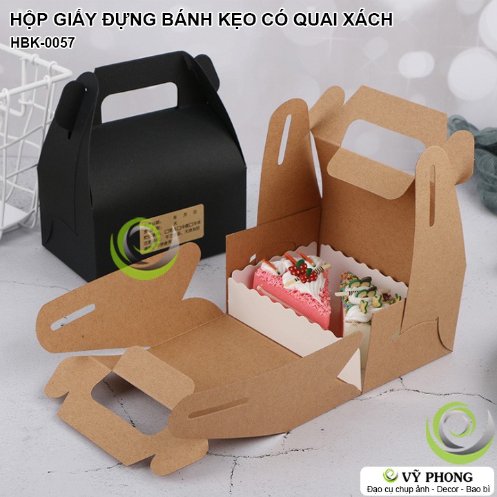 HỘP ĐỰNG BÁNH KẸO QUÀ TẶNG GIẤY KRAFT / TRẮNG CÓ QUAI XÁCH HỘP CRAFT ĐỰNG BÁNH KEM BÁNH CUỘN  HBK-0057