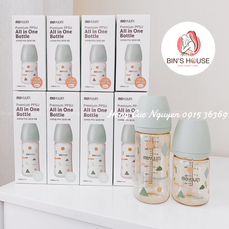 Bình sữa PPSU Moyuum 170/270ml Hàn Quốc LIMITED CLOUD PHIÊN BẢN MÀU XANH MINT NEW 2021