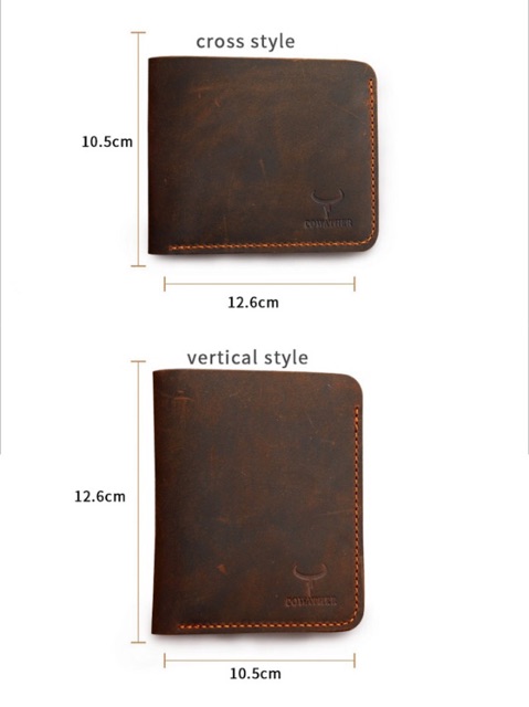 Ví Nam da 100% top bò genuine leather wallets men sang trọng, ngắn nam thương hiệu Cowather hàng xách tay Mỹ chính hãng