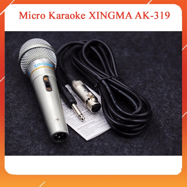 Micro Karaoke XINGMA AK-319 6.5mm - Âm Bass Êm Bắt Âm Tốt, Chống Hú, Chống Rè, Loại Bỏ Tạp Âm, Dây Nối Dài Linh Hoạt