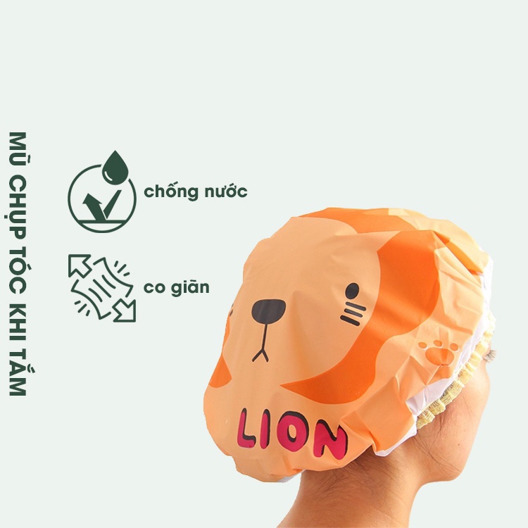 Mũ Trùm Đầu Ủ Tóc Khi Đi Tắm KUNBE, Chống Thấm Nước, Nhiều Hình Ngộ Nghĩnh
