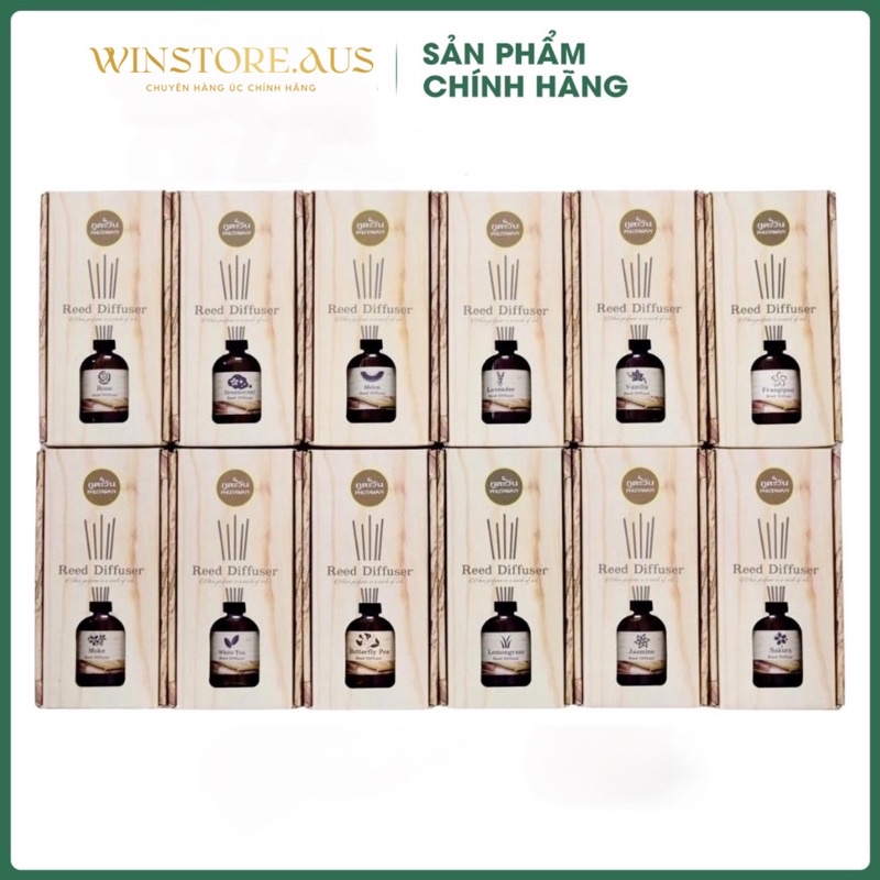 Tinh Dầu Thơm Phòng Phutawan 50ml Hộp Vân Gỗ Sang Trọng