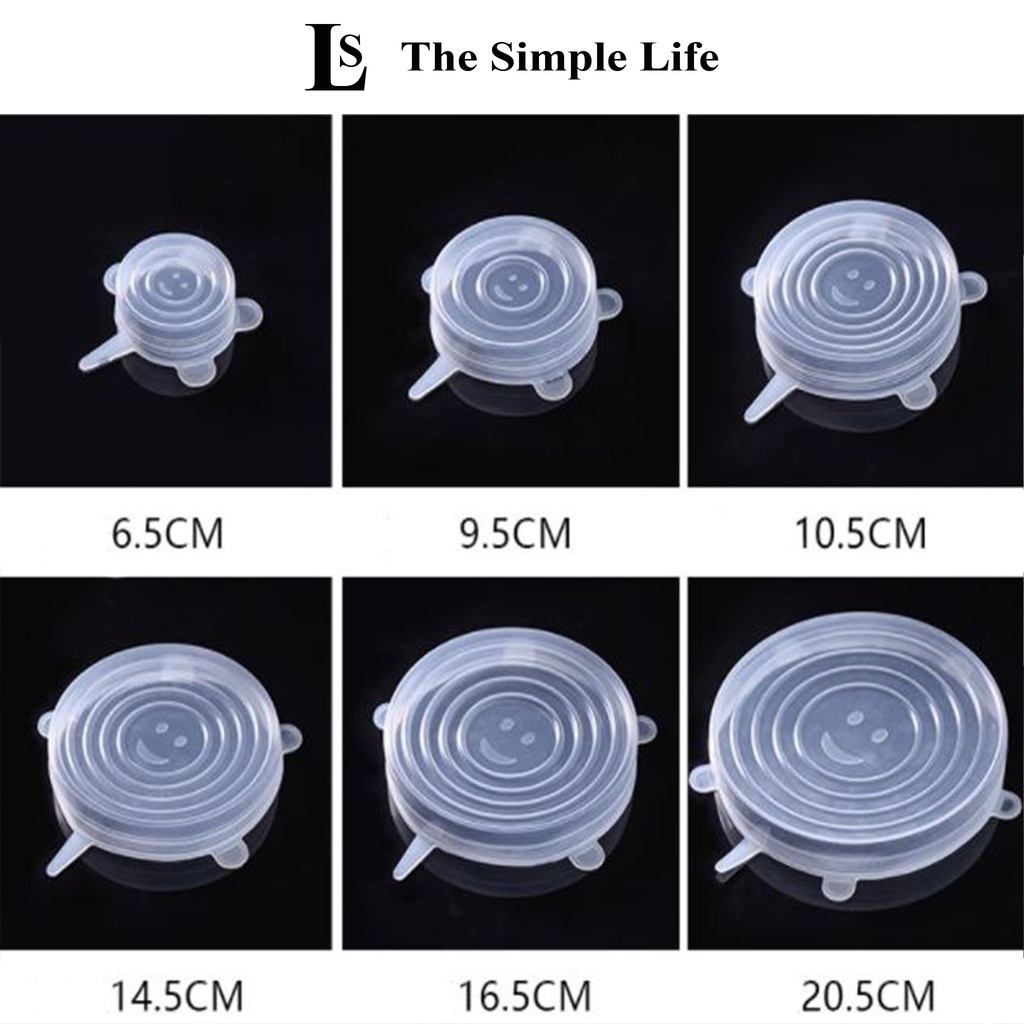 Nắp silicon đậy thực phẩm, combo 6 nắp, màng silicon bọc thực phẩm, chống rò rỉ thức ăn, siêu dẻo dai [CHÍNH HÃNG]
