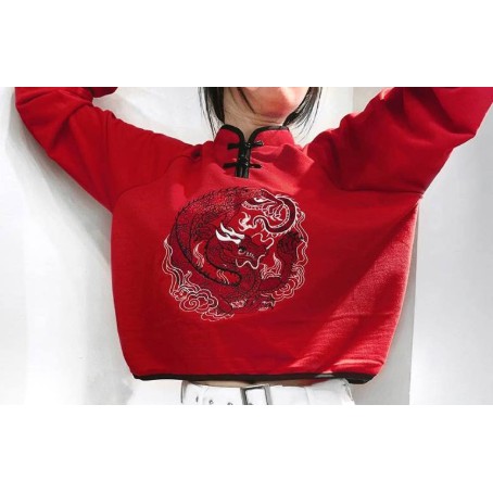 THE FANCE | Áo croptop cổ tàu thêu LONG PHỤNG CROPTOP ver 1