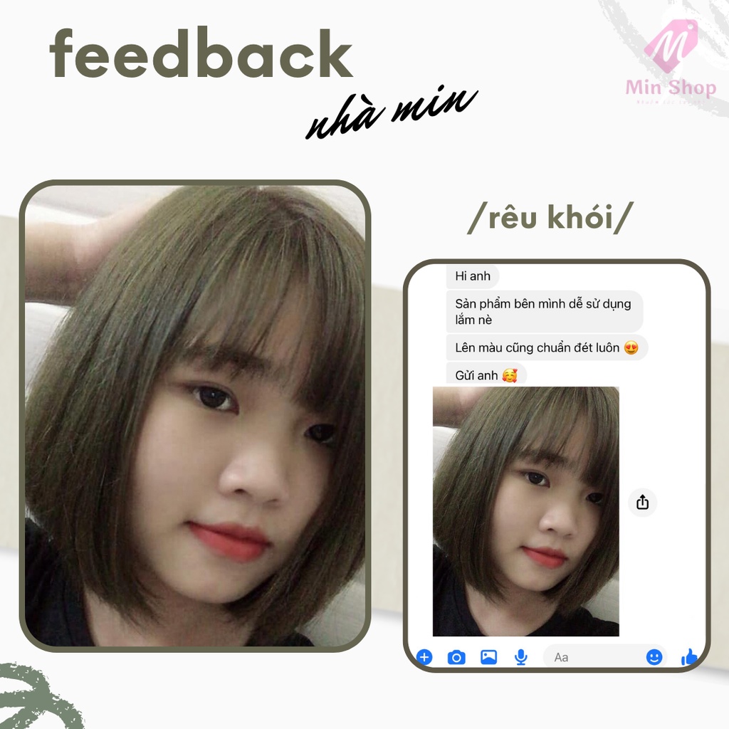 Thuốc nhuộm tóc, thuốc nhuộm tóc Rêu Khói MIM.HAIR, tặng kèm bao tay và oxy trợ dưỡng