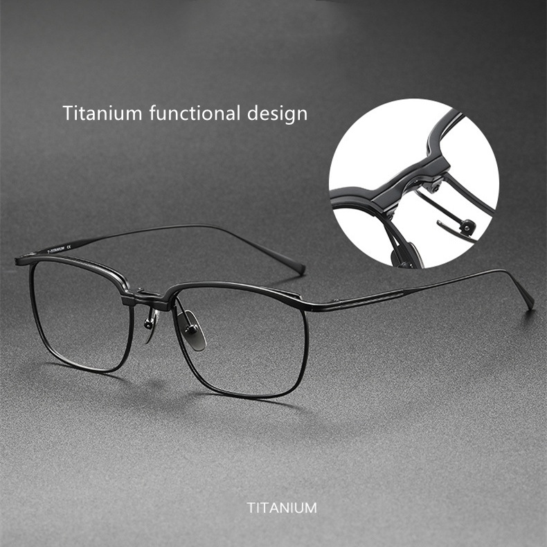 Kính Mát Gọng Vuông 148mm Bằng Titan Co Giãn Đa Năng Cho Nam