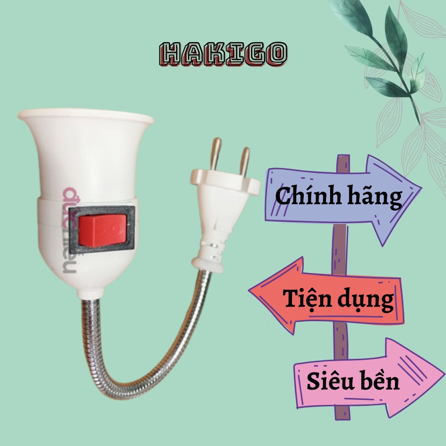 Đuôi đèn lò xo bẻ cong xoay 360 độ có công tắc chuôi E27 tiện dụng
