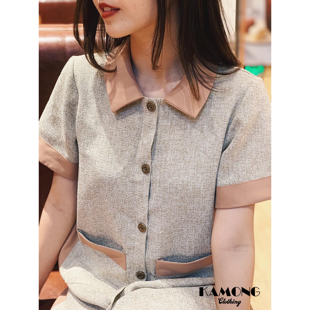 [Mã KAMO1910M giảm 20k đơn 199k] [HÌNH THẬT] ĐẦM CỔ SEN PHỐI 2 MÀU (KEM) | BigBuy360 - bigbuy360.vn