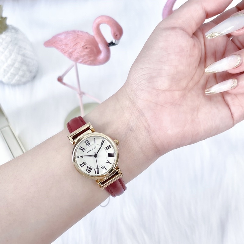 Đồng hồ nữ ANNE KLEIN model AK/2246CRRD dây da đỏ sang trọng