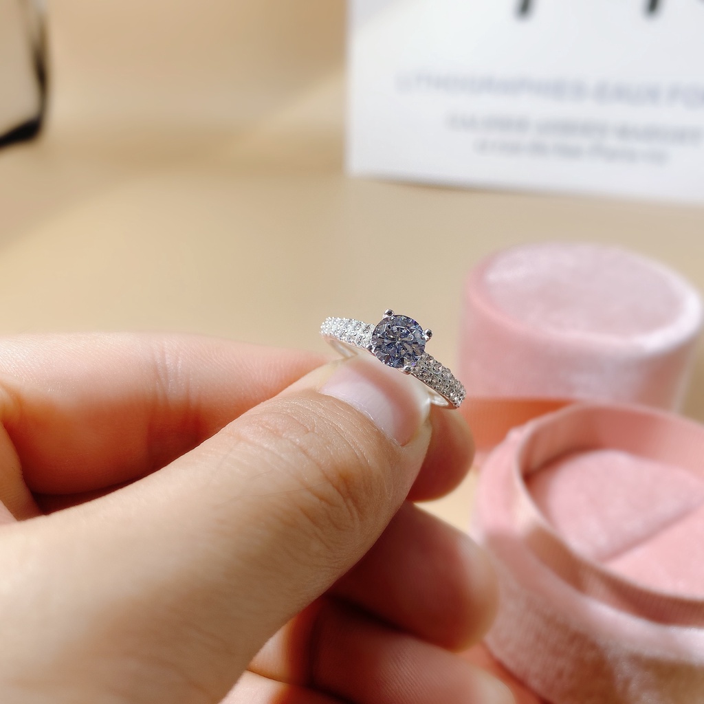 Nhẫn bạc nữ H.A.S hai hàng đá tấm đính hột cao Cz - Nhẫn bạc thời trang