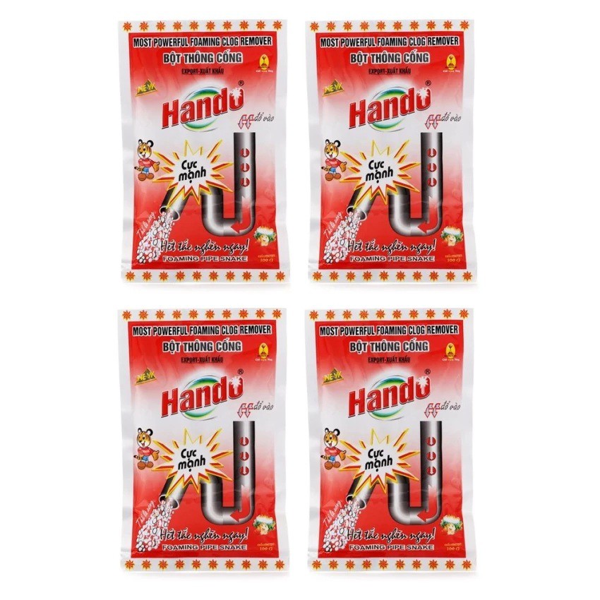 Combo 4 gói bột thông cống xuất khẩu hando 100g cao cấp