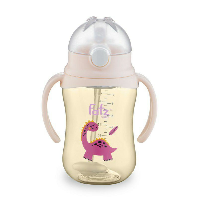 Bình uống nước Tritan chống sặc, chống đổ có tay cầm 250ml Fatzbaby