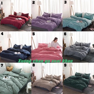 14 Mẫu chăn ga gối cotton đũi màu trơn (Chat chọn mẫu)
