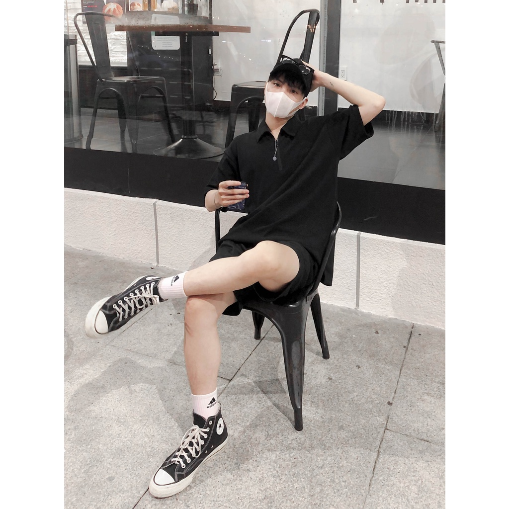 Áo Thun Polo Nam Nữ Form Rộng Cá Sấu Ngắn Tay Màu Đen Local Brand by Xfire Unisex