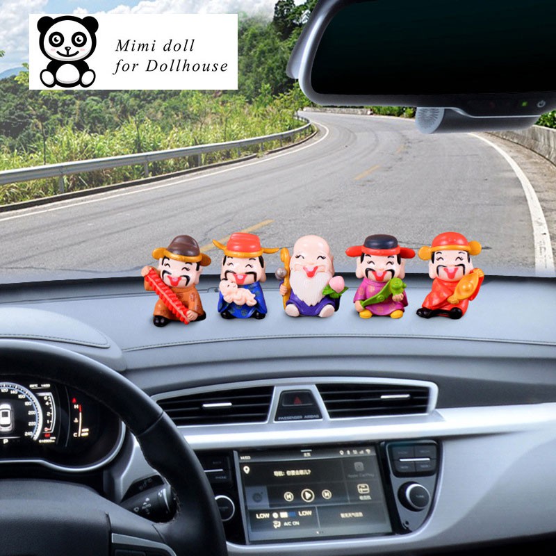 Bộ 05 Phúc Lộc Thọ Tài trang trí cao 4.5 cm Minidoll