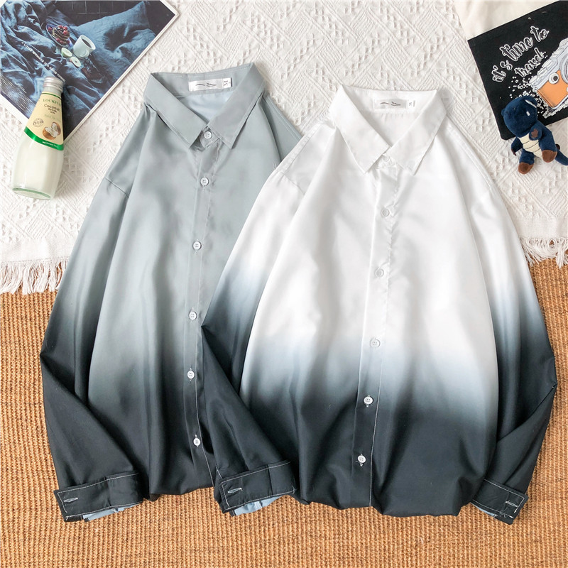 Áo sơ mi tay dài màu gradient cài nút cỡ M-3XL dành cho nam