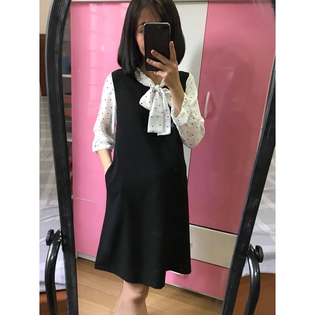 Đầm bầu công sở dài tay mùa thu