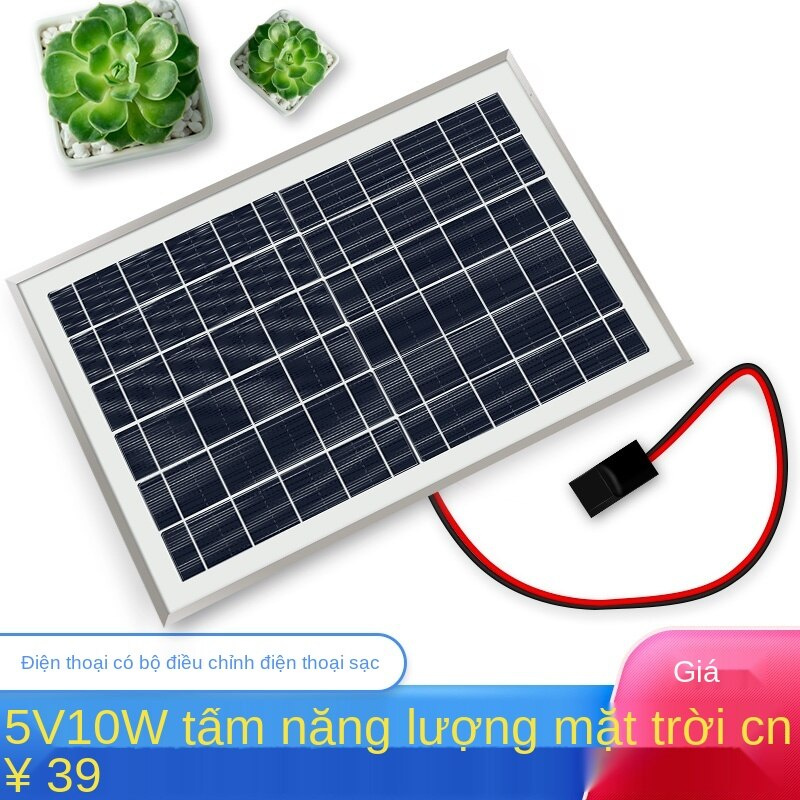 Tấm năng lượng mặt trời 10W5V chất lượng cao, tấm sạc quang điện, tấm phát điện du lịch ngoài trời, sạc nhanh USB, gia dụng di động đa tinh thể