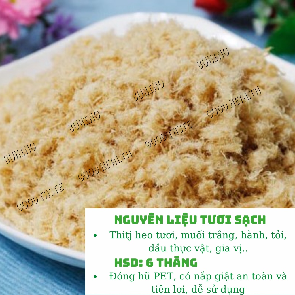 Chà bông xù BUKINO hộp 250gr, đồ ăn vặt chà bông heo thơm ngon an toàn vệ sinh thực phẩm Hà Nội, ship hỏa tốc