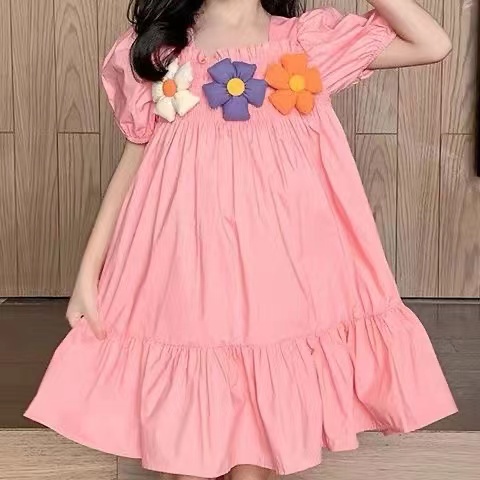Đầm Công Chúa Phồng Ngắn Tay Màu Sắc Xinh Xắn Cho Bé Gái