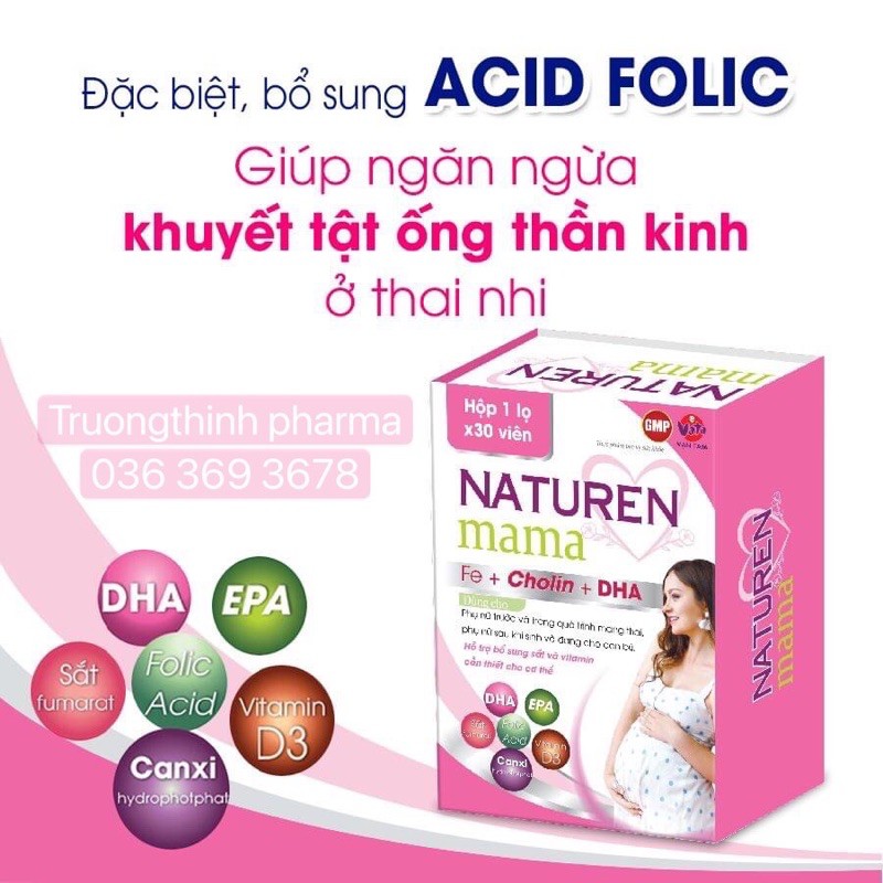 [BÀ BẦU] Viên bổ BẦU tổng hợp bổ sung DHA,Vitamin và khoáng chất cho phụ nữ dự định mang thai và cho con bú NATUREN MAMA | Thế Giới Skin Care