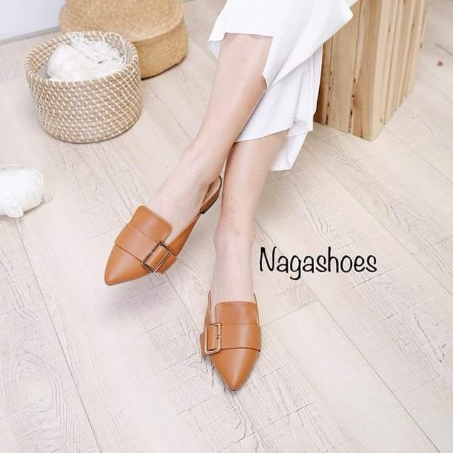 Giày nữ hở gót sục bít mũi phong cách Nagashose