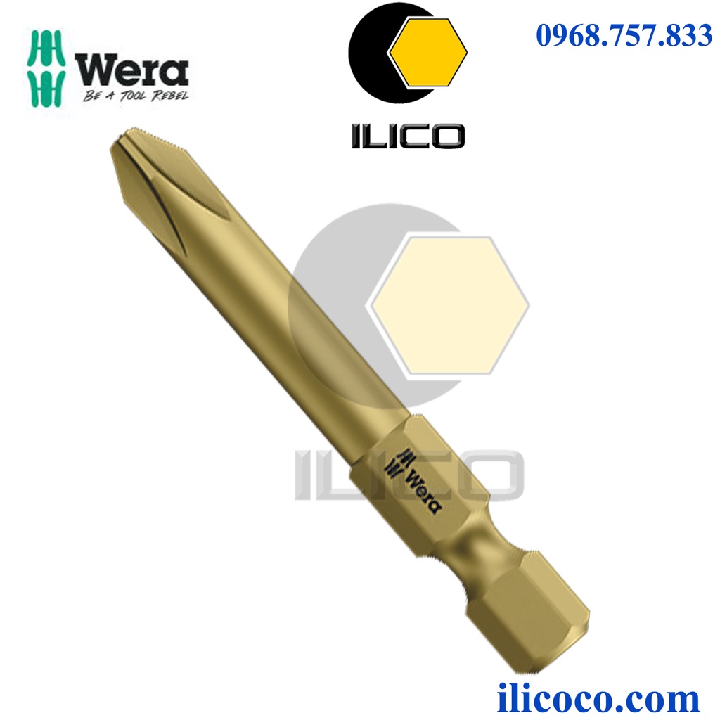 Đầu Vít Bốn Cạnh 851/4 A bit Phillips Wera PH 0 x 50mm Blade 05134929001 Vàng Gold Đẳng Cấp - ILICO