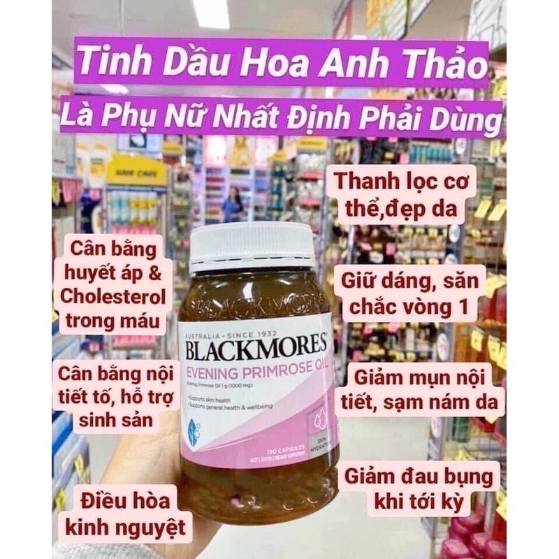 Tinh dầu hoa anh thảo Blackmores ÚC - Điều hòa nội tiết, tăng thụ thai, đẹp da