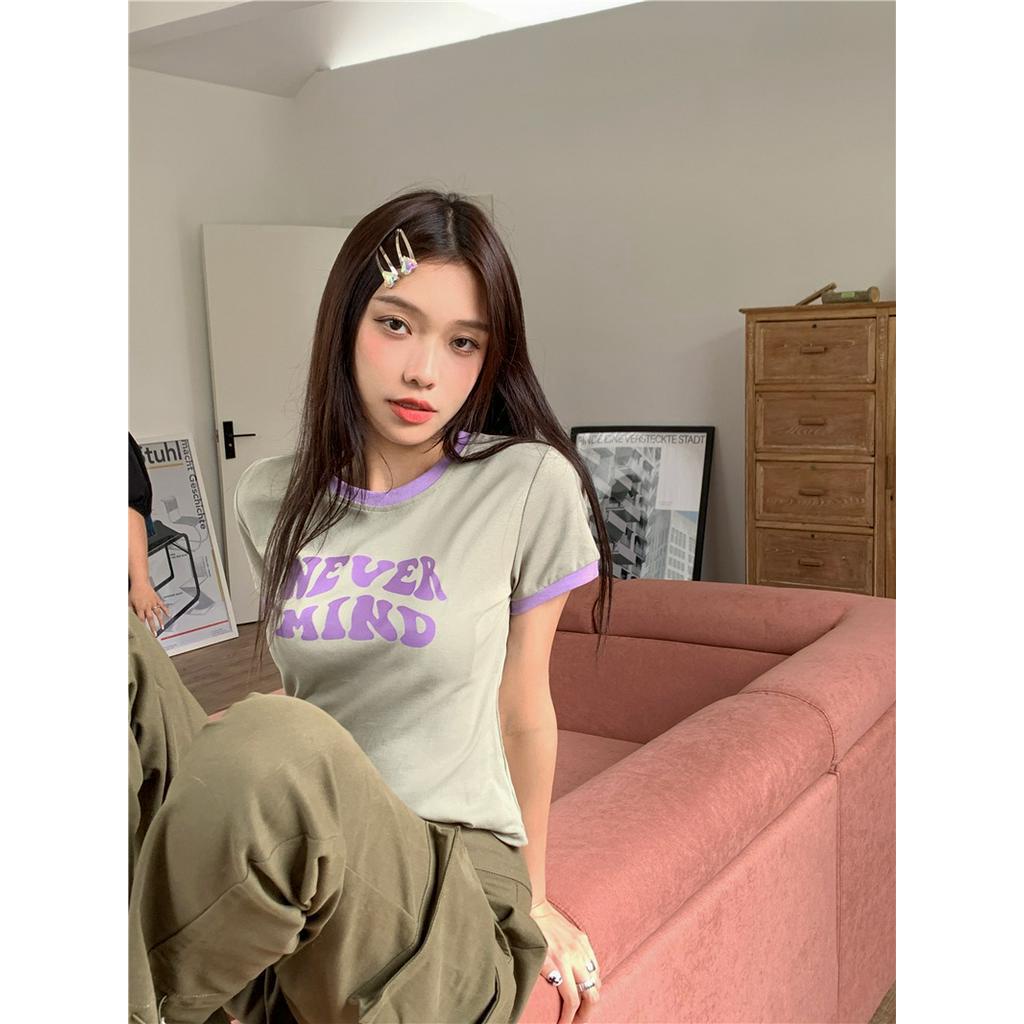 Áo Thun Cộc Tay Cổ Tròn In Chữ Mùa Hè 61659