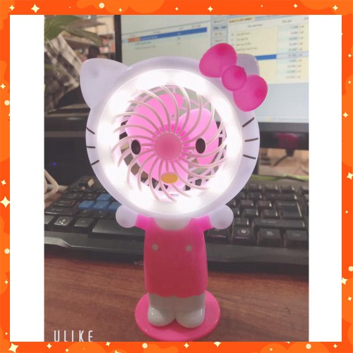 Quạt tích điện cầm tay HELLO KITTY Có Đèn Led Tiện Lợi