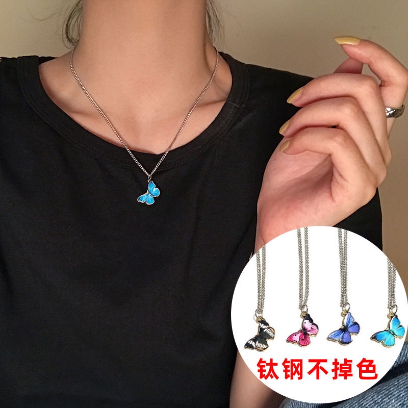 Dây Chuyền Sợi Xích Phối Mặt Hình Bươm Bướm Nhiều Màu Sắc Thời Trang 22342