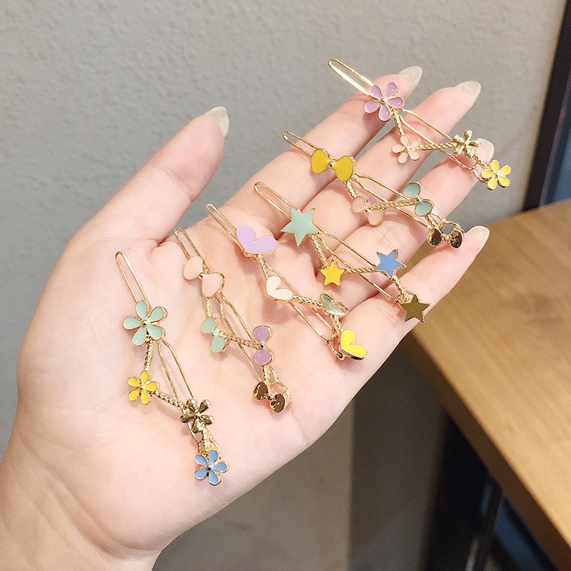 Kẹp Tóc Hình Nơ / Ngôi Sao / Bông Hoa Đơn Giản Phong Cách Hàn Quốc Cho Nữ