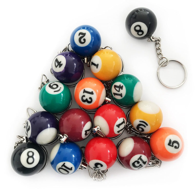 Set 16 Móc Khóa Quả Bóng Bida Mini Nhiều Màu Sắc