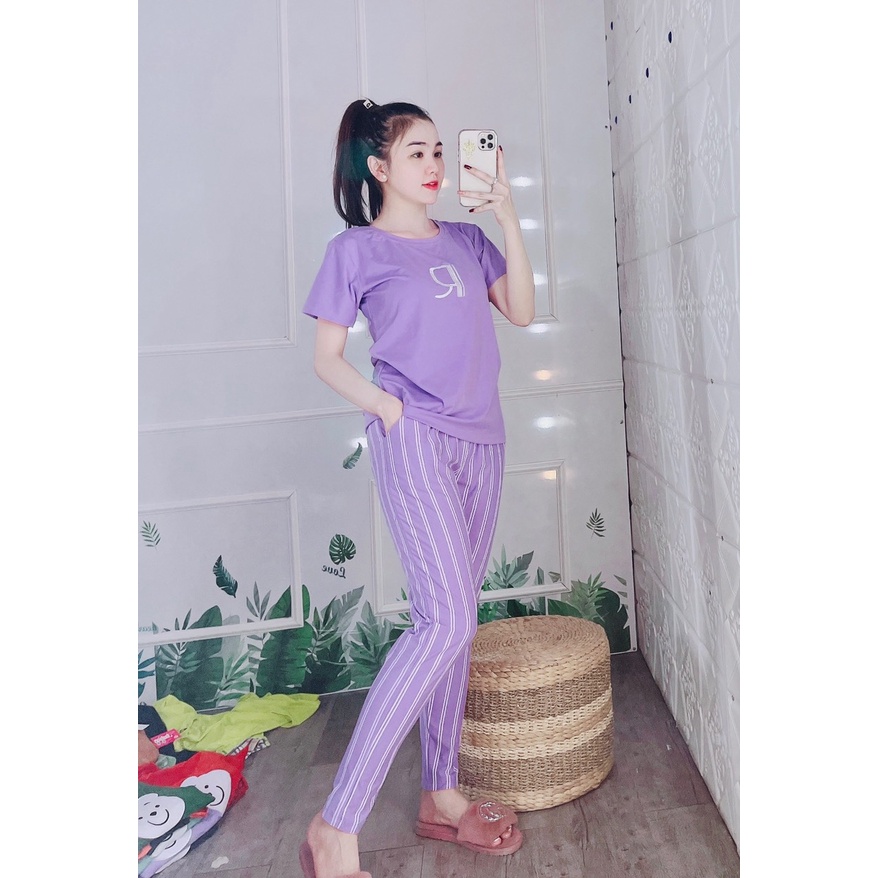 Đồ bộ nữ, set bộ mặc nhà trung niên bigsize JULYNA QD08 DÀI SỌC CHỮ R