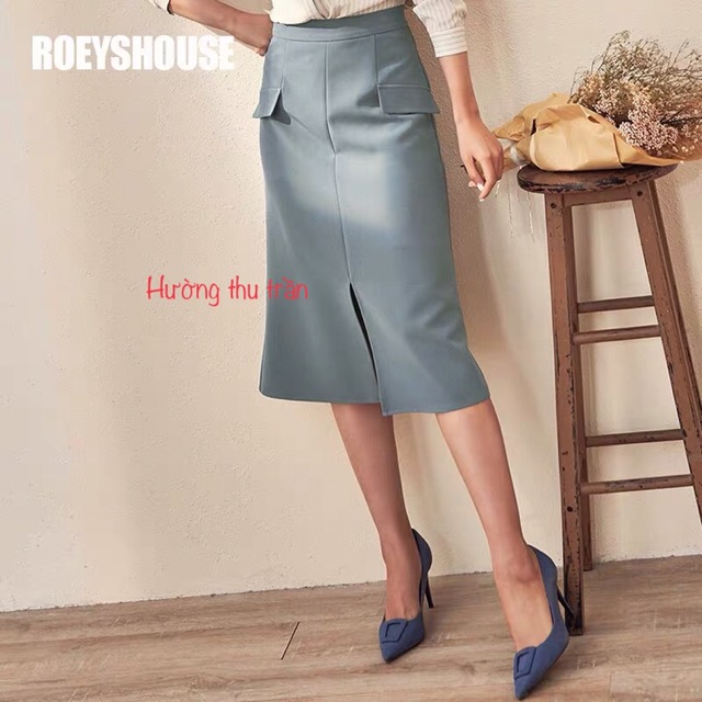 Chân váy công sở xẻ trước túi giả thời trang sành điệu | BigBuy360 - bigbuy360.vn