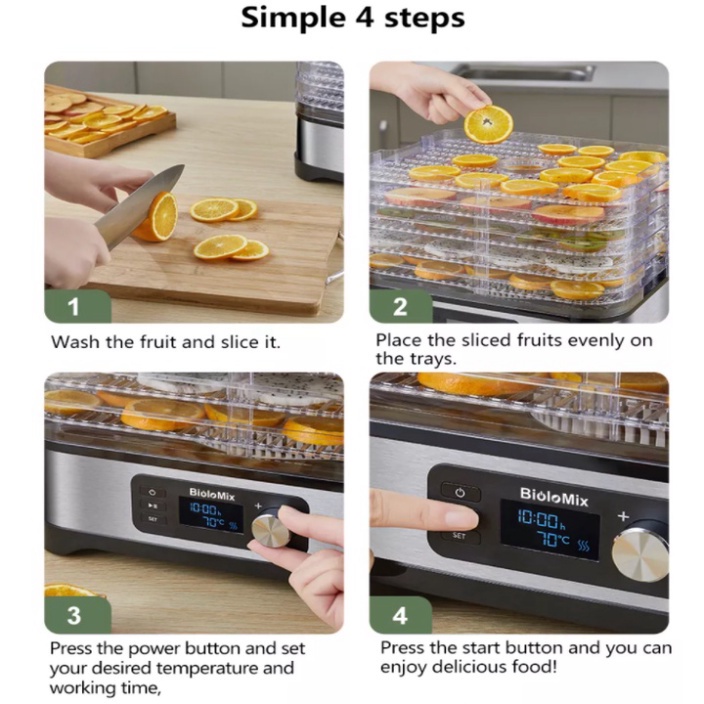 Máy sấy thực phẩm 5 tầng thương hiệu Biolomix BD-1200E - Công suất 400W - Hàng Nhập Khẩu