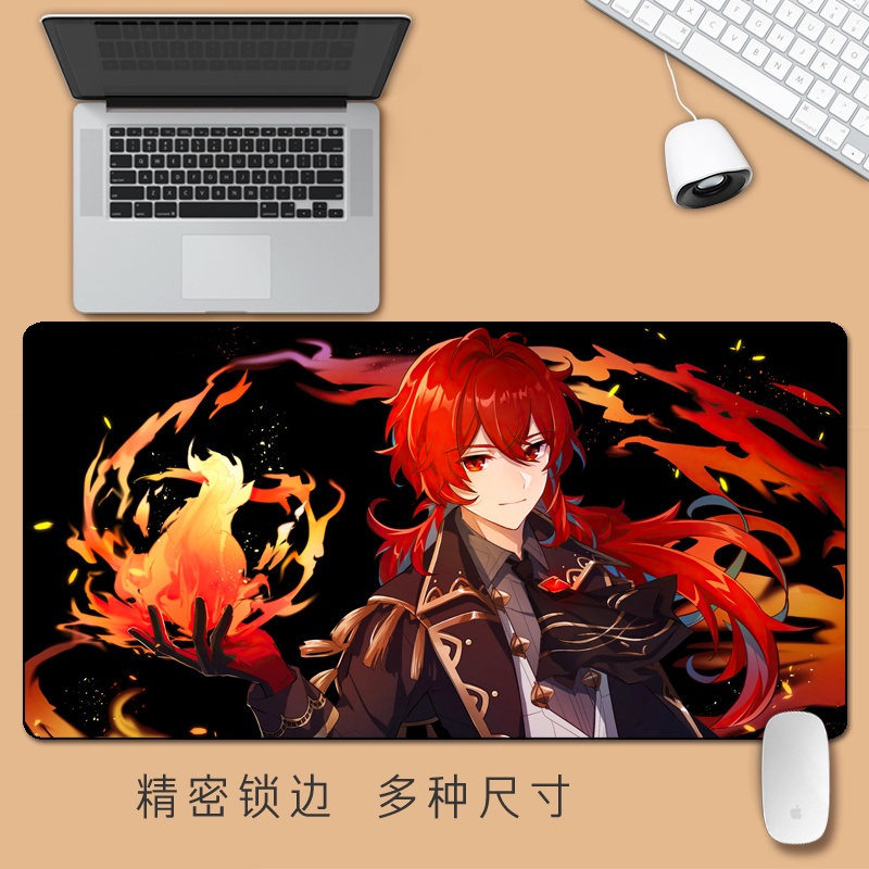 Miếng lót chuột cao su chống trượt/nước in Genshin Impact Raiden Shogun Zhongli Wendy Gan Yu Di Lukc Yae Miko Kokomi