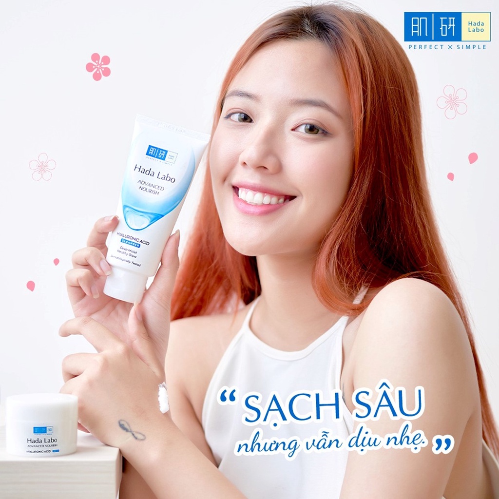 Kem rửa mặt sạch sâu, dưỡng ẩm tối ưu Hada Labo Advanced Nourish Hyaluronic Acid Cleanser 80g (Trắng) | BigBuy360 - bigbuy360.vn