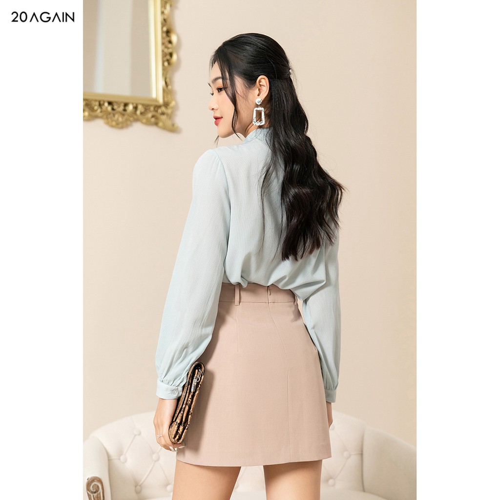 Áo sơ mi nữ dài tay nơ cổ 92WEAR,thiết kế công sở thanh lịch,vải voan cao cấp ASA1212