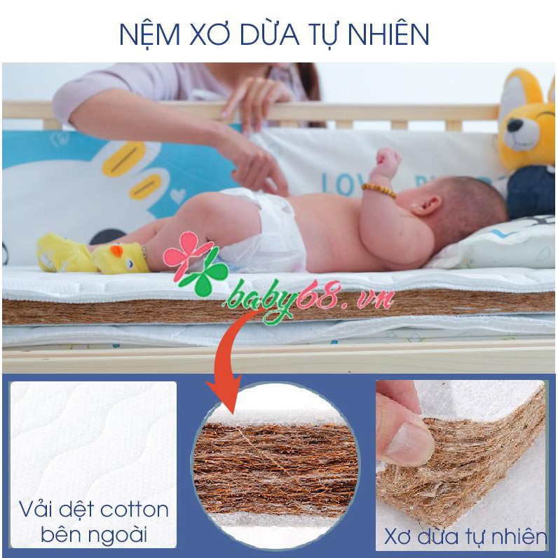 Nệm xơ dừa tự nhiên thoáng khí Chilux kèm ga