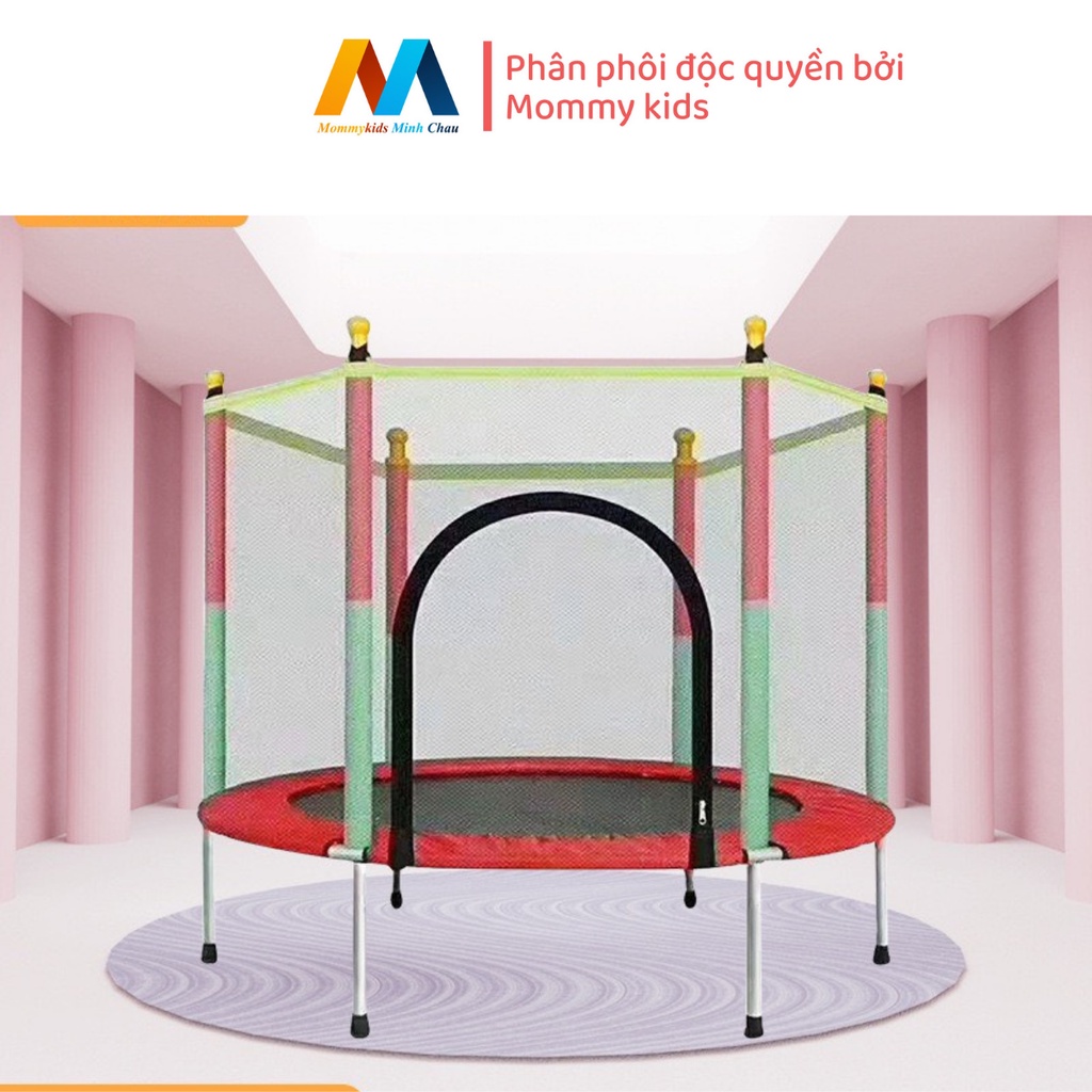 Nhà Nhún, nhà bóng Trampoline MOMMYKIDS MINH CHÂU , bạt nhảy vận động cho bé, Quây bóng